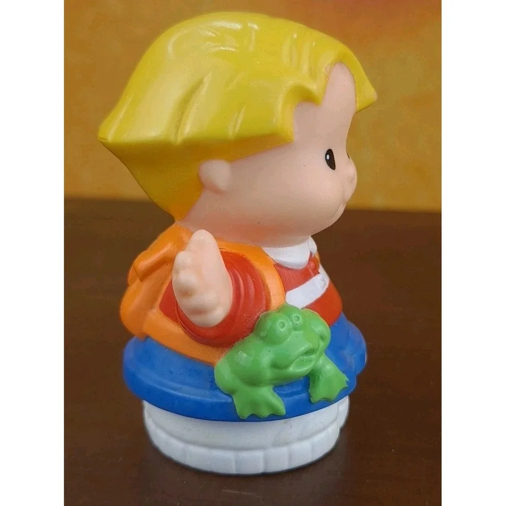 Fisher Price Little People  Eddie with Green Frog Orange‎ Backpack 1997
